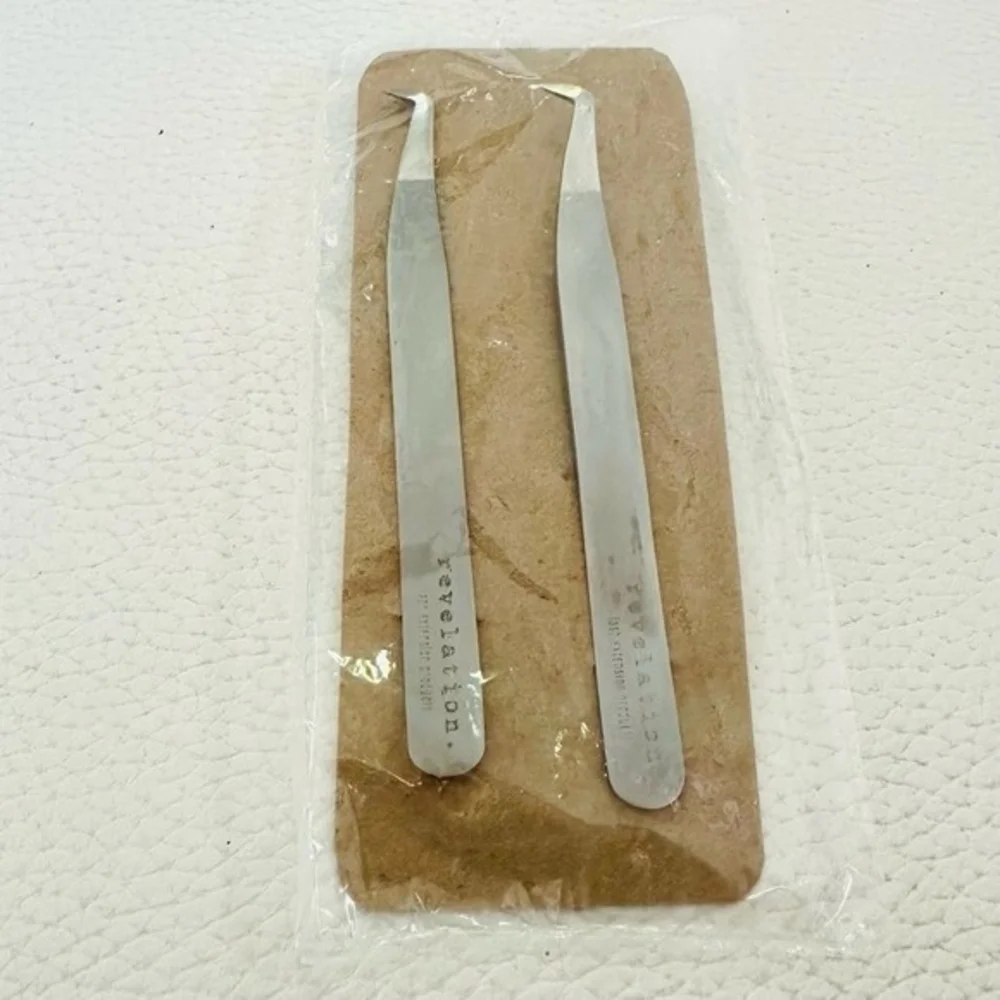 Lot of 2 Revelation High Precision Lash Extension Tweezers Stainless Steel